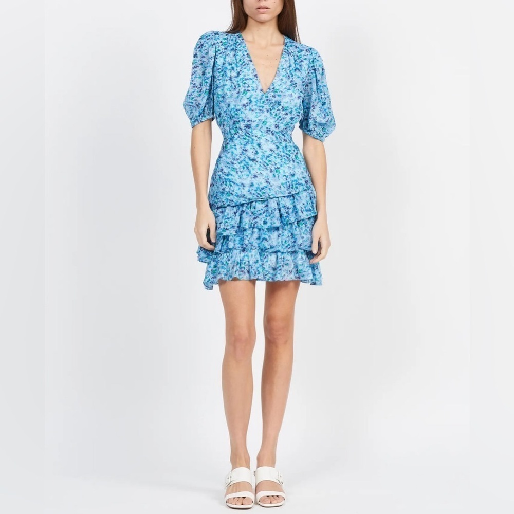 Suncoo Paris Clea Blue Ruffled Mini Dress - Picture 13 of 16